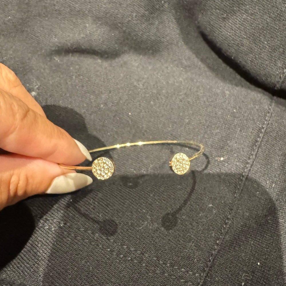 Gold Bangle Bracelet with Crystal Accents